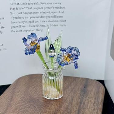 Imagem de Decoração de flor de nascimento de vidro de cristal – buquê de flores de nascimento de vidro feito à mão em mini vaso para mulheres, mãe, presente de casamento, peça central, decoração de mesa de