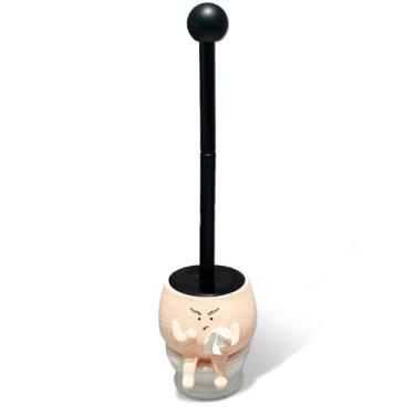 Imagem de Conjunto de piadinhas pretas engraçadas com suporte, conjunto de limpeza de banheiro, design fofo de desenho animado, durável, limpador de tigela, bem-humorado, decoração de casa, presente exclusivo