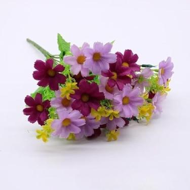 Imagem de Galhos de Flores Artificiais 35cm com 24 Flores | Arranjo Decorativo para Casamento e Eventos(lilais com roxo,KIT COM 4 UNIDADE)
