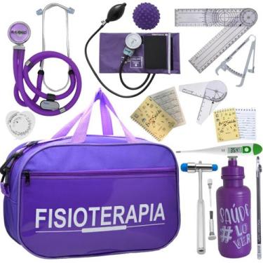 Imagem de Kit Bolsa Fisioterapia Acadêmico Goniômetro Martelo Buck Fita Antropom