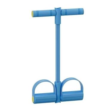 Imagem de Faixa de resistência de pedal com alças, exercitador de pedal de 6 tubos, equipamento de fitness multifuncional de borracha natural para abdômen, cintura, braços, pernas, modelagem corporal (azul)