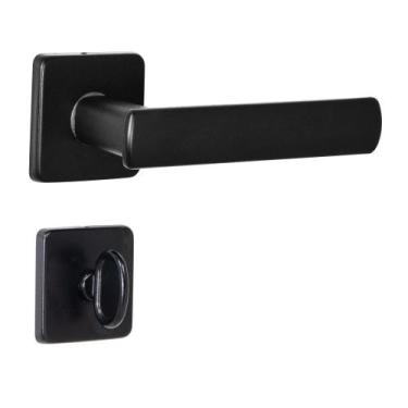 Imagem de Fechadura DAMA Preta Arouca 40mm Roseta Quadrada Inox