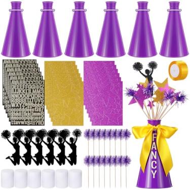 Imagem de Weysat 6 conjuntos de megafone de torcida a granel decoração de festa de torcida para festa espírito de equipe em suas mãos, brinquedo de barulho, faça-você-mesmo, megafone de plástico para jogos de