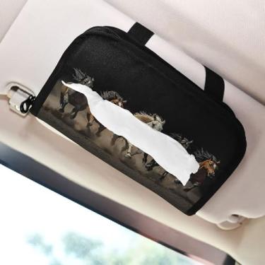 Imagem de SEHANY Suporte de lenços de carro Majestic Horse, caixa de lenços para carro, viseira solar, porta-guardanapos retangular, dispensador de máscara de carro, caixa de lenços de papel para automóveis