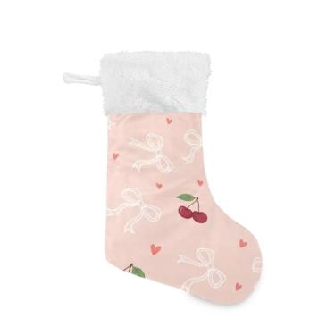 Imagem de Blueangle Pacote com 2 meias de Natal com laços de fita de 17,7 polegadas para decorações de festas de fim de ano, suportes de presente e meias (645)