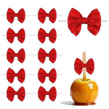 Imagem de Laços de fita de cetim vermelha para embrulho de presente, 16 peças de laços torcidos pré-fabricados de 9,5 cm para sacos de petiscos, bolos, artesanato, lembrancinhas de aniversário de casamento para