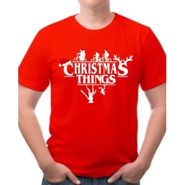 Imagem de Camiseta Christmas Things 100% Algodão Unissex, Vermelho, GG