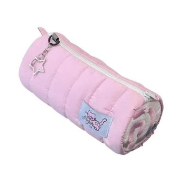 Imagem de Estojo De Lápis Kawaii Grande Capacidade Em Forma De Toalha Macia Rosa