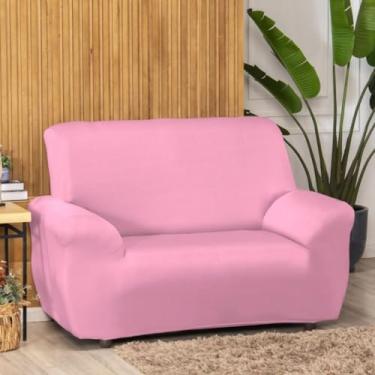 Imagem de 1 Unidade De Capa de Sofá Coladinha Com Costura Reforçada Para 1, 2 ou 3 Lugares De Malha Gel Grossa (Rosa Claro,2 Lugares)