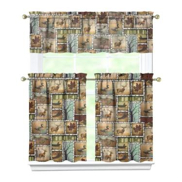 Imagem de Tapesb Conjunto de 3 peças de cortina de cozinha de fazenda rural engraçado cortinas de janela pequenas sobre a pia essenciais para decoração de cozinha, quarto, lavanderia, 69,8 x 91,4 cm