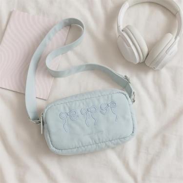 Imagem de Bolsa de ombro bordada, bolsa transversal delicada com detalhes femininos, bolsa pequena feminina, Azul, Medium, Mochila casual