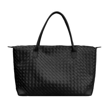 Imagem de Sacola grande de tecido para mulheres, bolsa de couro vegano (preto)