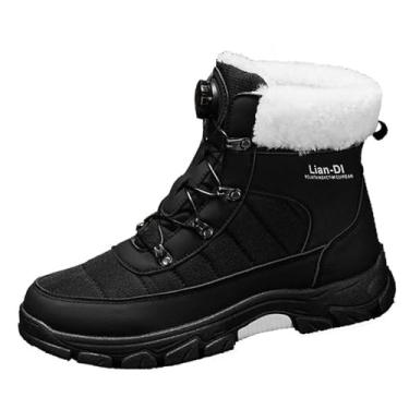 Imagem de Botas de neve masculinas de inverno com forro de lã, cano alto, casual, juvenil, botas de cano curto, Preto, 42