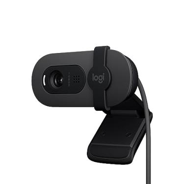 Imagem de Webcam Full HD Logitech Brio 100 com Microfone Integrado, Proteção de Privacidade, Correção Automática de Luz e Conexão USB-A - Grafite