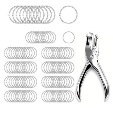 Imagem de DSYIL 100 anéis de fichário, anéis de livro de 2,5 cm e 3,8 cm com furador de metal único, anéis de papel para cartões de índice, cartões de memória e encadernação de papel