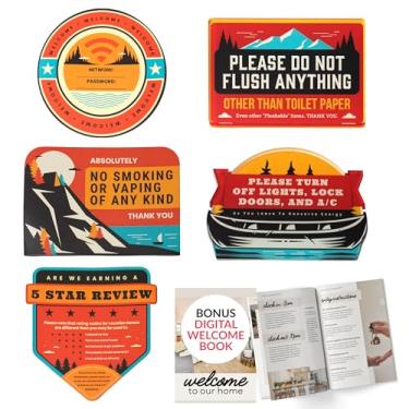 Imagem de 5 placas essenciais para anfitriões de aluguel de curto prazo | Sinal de senha Wi-Fi para hóspedes de casa, não fumar, não lavar no banheiro, desligar as luzes e ar-condicionado, solicitação de