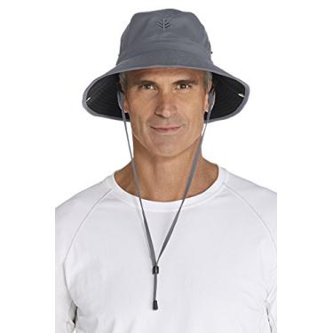 Imagem de Coolibar Chapéu pescador peso-pena masculino FPS 50+ Chase - protetor solar, Carbono/preto, P-M