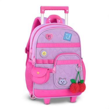 Imagem de Mochila De Rodinha Juju Teófilo Oficial Infantil Escolar, Lilás