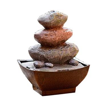 Imagem de Fonte Criativa Rockery Mesa Fonte de Água - Formação Rochosa Cachoeira Sons calmantes Escritório Relaxamento Fonte de Água para Decoração de Casa de Escritório Fonte Interior (Cor: B) (A)
