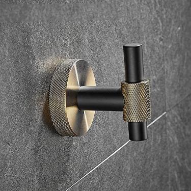 Imagem de 3FLQOOPP Conjunto de ferragens de banheiro de aço inoxidável acessórios de banheiro toalheiro preto rack de barra de toalha dourada suporte de toalha de prateleira, toalheiro (gancho1)