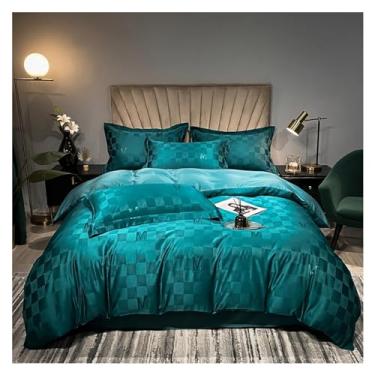 Imagem de Capa de edredom bordada lençol de cama requintado queen (uma cor solteiro)