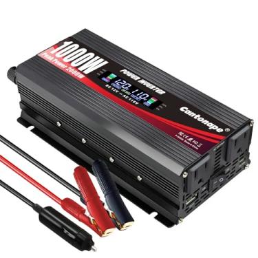 Imagem de Cantonape 1000W/2000W (Pico) Inversor De Energia Para Carro Dc 12V Para 110V Ac Conversor Com Display Lcd Duas Tomadas Ac E Carregador De Carro Usb Duplo Para Carro Camping Laptop Caminhão Preto