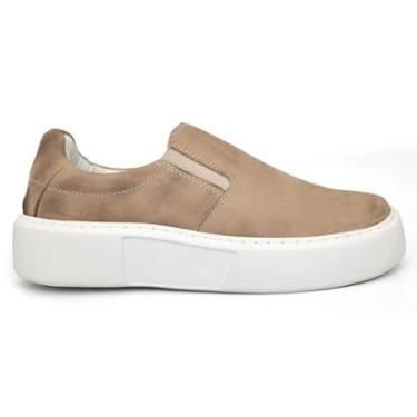 Imagem de Sapatênis Slip on Masculino Sola Alta Couro Legítimo Camurça-Masculino