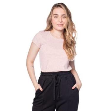 Imagem de Blusa Feminina Giraffe Canelada Manga Curta Bege Mescla-Feminino