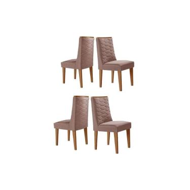 Imagem de Kit 4 Cadeiras Sala Jantar Dafne 4 Un Madeira Capuccino/Linho Capuccino - Rufato