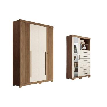 Imagem de Quarto Completo Modu +Cômoda QC335 Jatoba/Areia - Santos Andirá