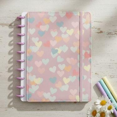 Imagem de Caderno Inteligente Escolar Capa Dura B5 80 Folhas Grandes Coração Fac