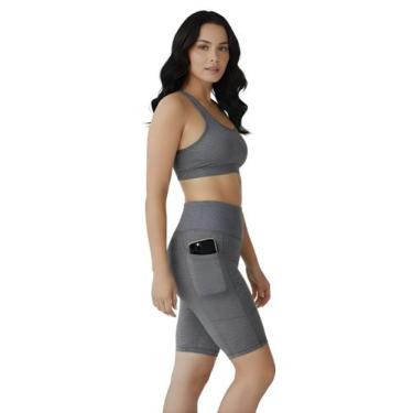 Imagem de Bermuda Fitness Feminina Com Bolsos Laterais Para Celular Cor:VinhoTam