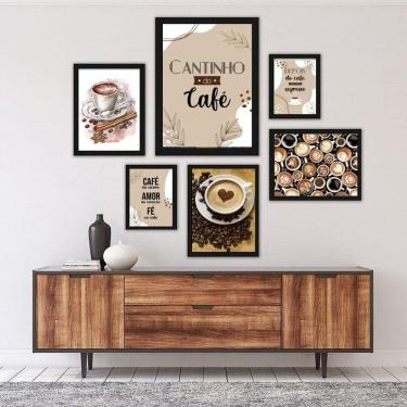 Imagem de Kit 6 Quadros Café | Moldura Preta | Várias Medidas
