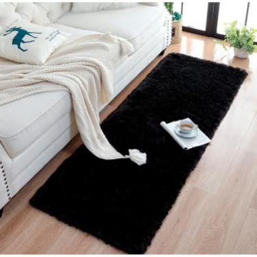 Imagem de Passadeira 2,00 x 0,60 Peluda Antiderrapante para Quarto Cozinha Sala Corredor(Preto)