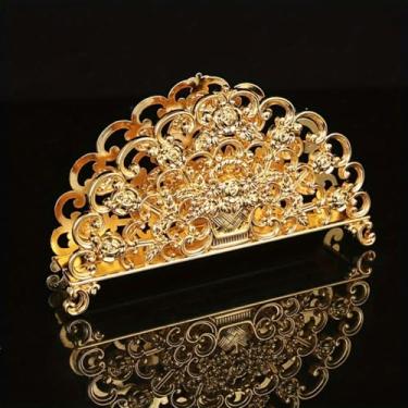 Imagem de Porta-guardanapos de metal vintage, suporte de guardanapo de papel de mesa de coleção, organizador independente de guardanapo retrô, dispensador de lenços para decoração interna e externa de cozinha