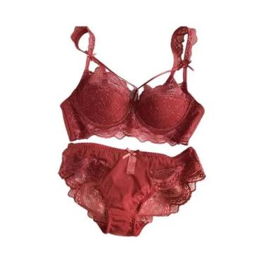 Imagem de Conjunto De Bralette De Renda Para Seios Pequenos Com Alças Removíveis