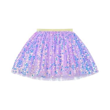 Imagem de Saia De Dança Com Brilho Para Meninas, Estilo Ocidental, Véu De Rede, 