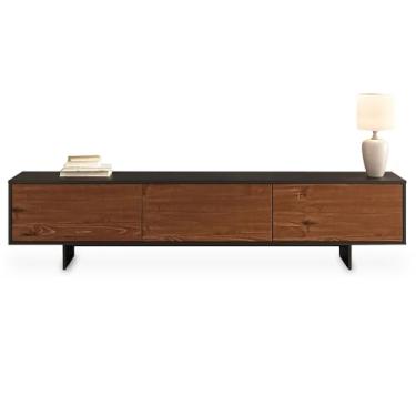 Imagem de IDIMEX Rack Preto Madeira TV 75 Para Sala Moderno 184 cm 3 Portas ARTO