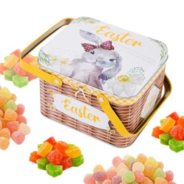 Imagem de Cesta de Páscoa | Caixa De Doces Metálica Com Tampa E Alça - Caixa De Biscoitos,Para Chocolates Guloseimas Festas Datas Festivas Enchimento De Meias