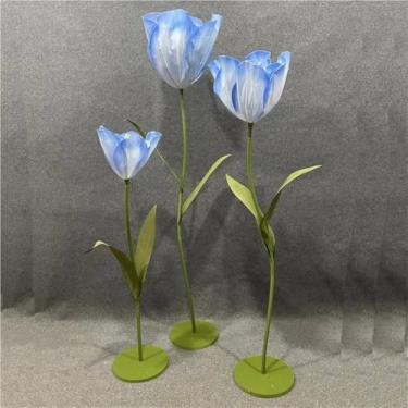Imagem de Tulipas artificiais gigantes - Conjunto de 3 decorações de flores grandes com hastes longas para decoração de casa, decoração de casamento e vitrines