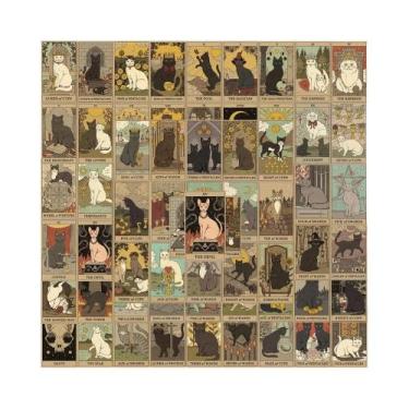 Imagem de Adesivos De Tarô Estilo Gato Vintage 10 30 72PCS, Decalques Retro À Pr