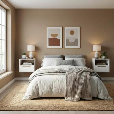 Imagem de Kit 2 Mesas De Cabeceira Suspensas Branco Pérola