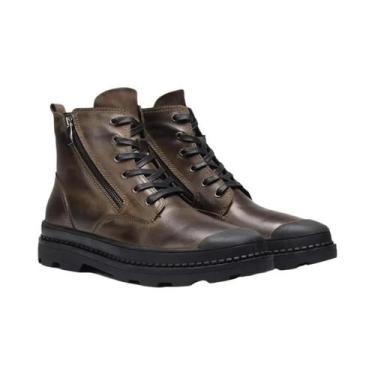 Imagem de Botas De Inverno Masculinas Em Couro Natural, Feitas À Mão, Estilo Ret