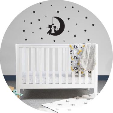 Imagem de Adesivo Parede Casal De Gatos Gatinhos Na Lua Titulos Preta