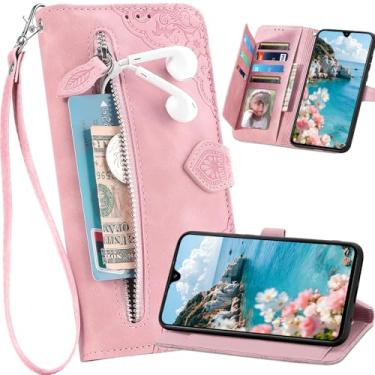 Imagem de Ephoou Capa carteira para Samsung Galaxy A37 com 7 porta-cartões e bolso com zíper, capa flip de couro PU à prova de choque com alça de pulso e suporte e fecho magnético para Galaxy A37/A56/A36