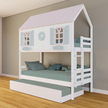 Imagem de Treliche Casinha Bela Com Coração Madeira Maciça Branco/rosa/verde Housin