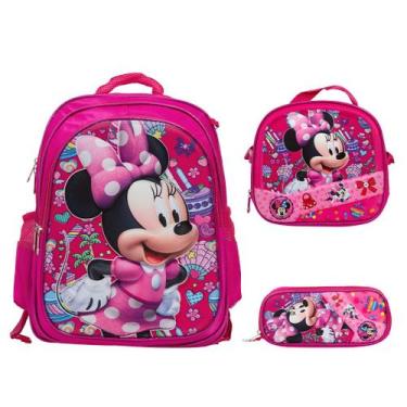 Imagem de Kit Mochila Escolar Menina Minnie Desenho Criança 3 Pçs - TOYS 2U