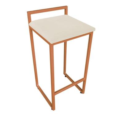 Imagem de Banqueta Alta Lavinia Suede Bege Base Cobre