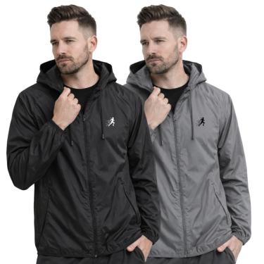 Imagem de Kit 2 Jaquetas Corta-Vento Masculinas Leves Impermeáveis com Capuz Esportivas-Masculino
