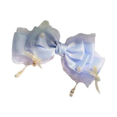 Imagem de Presilha De Cabelo Rosa Lolita Com Laço Estilo Doce Kawaii Acessórios 